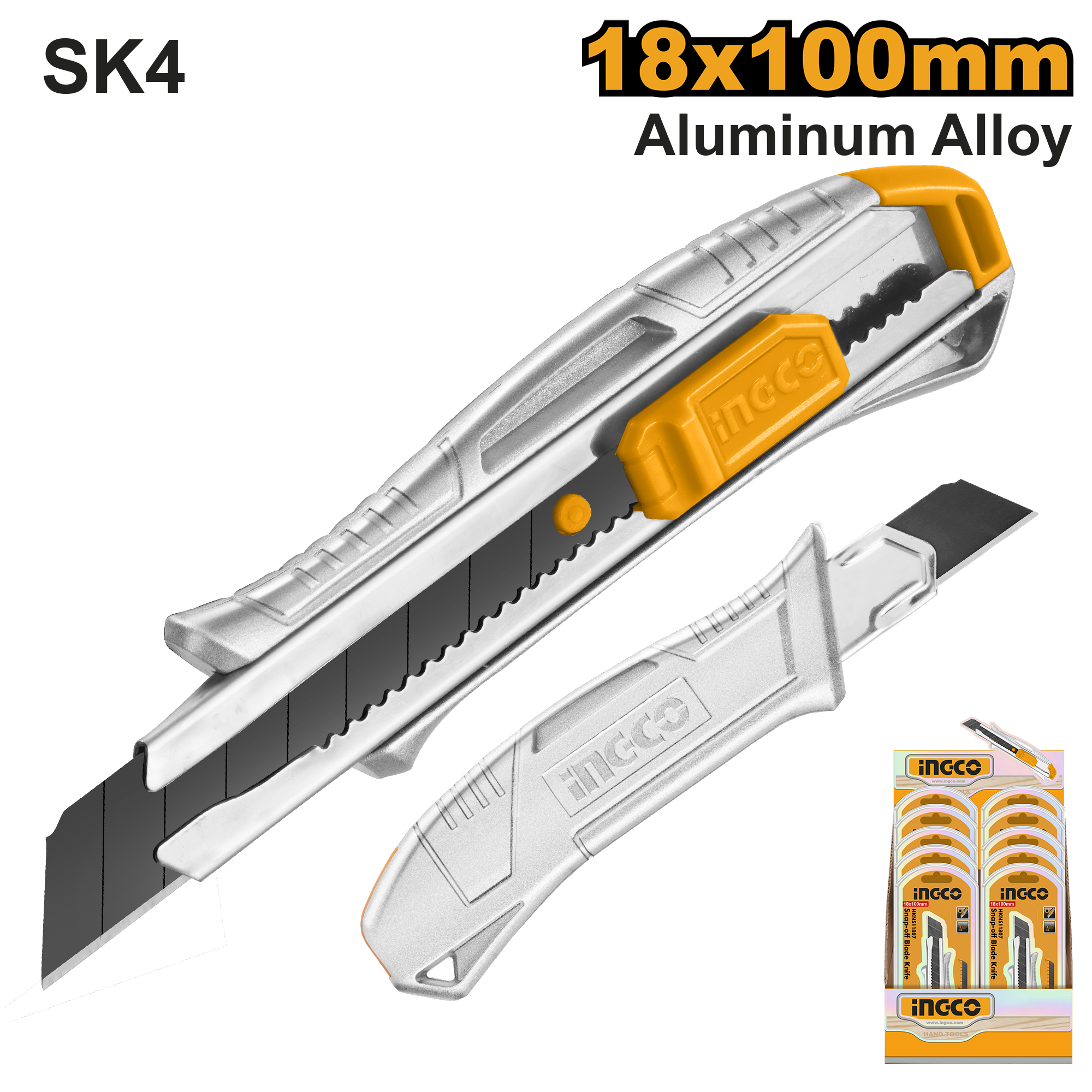 Cutter INGCO HKNS11807, aluminiu, lamă 18 mm