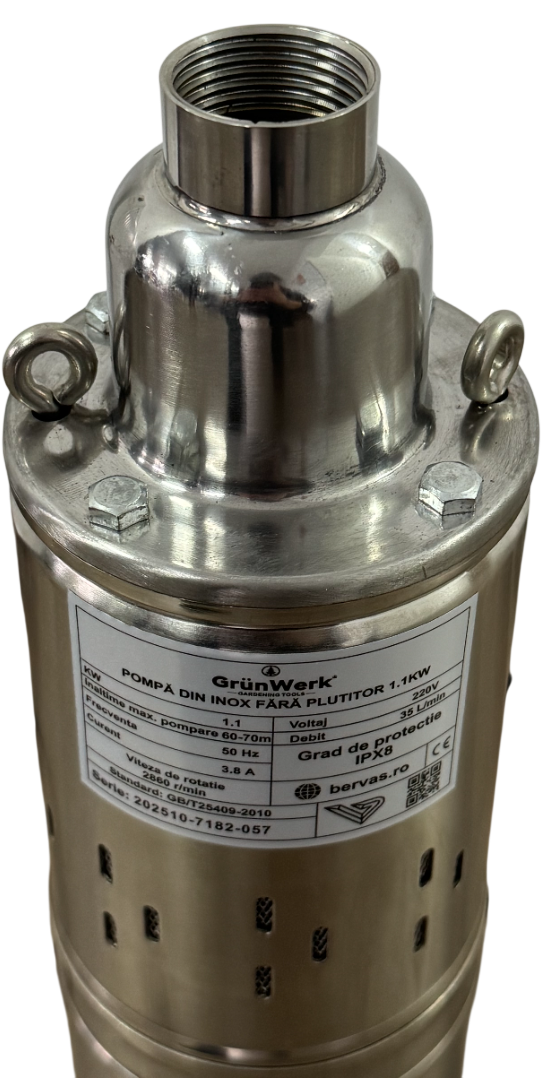 Pompă de apă curată GrunWerk GW7182, cu șurub, 1100 W, inox