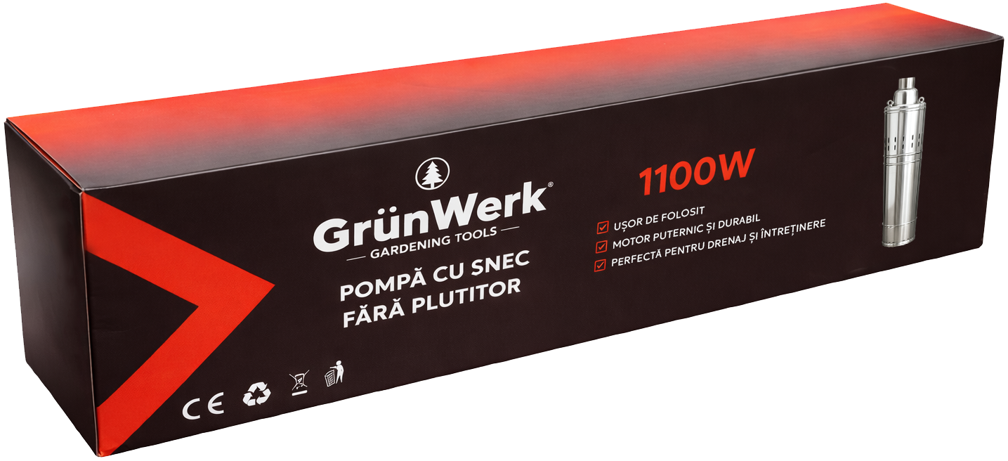 Pompă de apă curată GrunWerk GW7182, cu șurub, 1100 W, inox