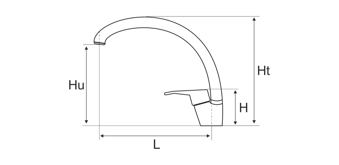 Baterie de bucătărie Aqua Lebădă tip C, cartuș ceramic 40 mm
