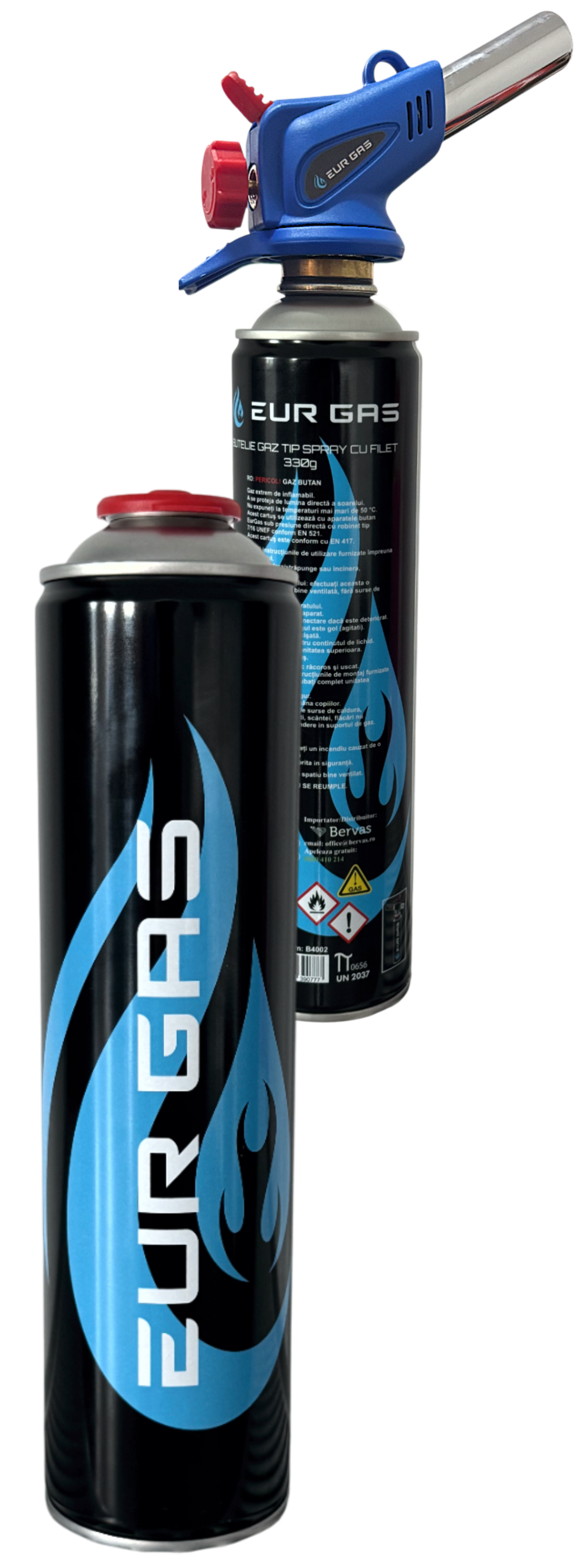 Cartuș de gaz EurGas B4002, tip spray cu filet, 330 g