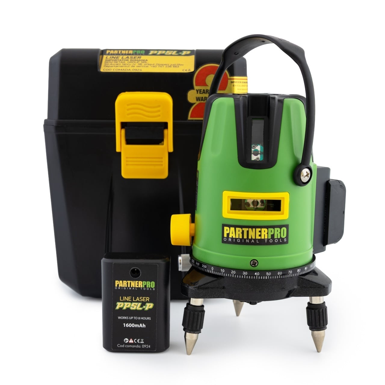Nivelă laser verde PARTNERPRO PP5L-P, 5 linii, doi acumulatori