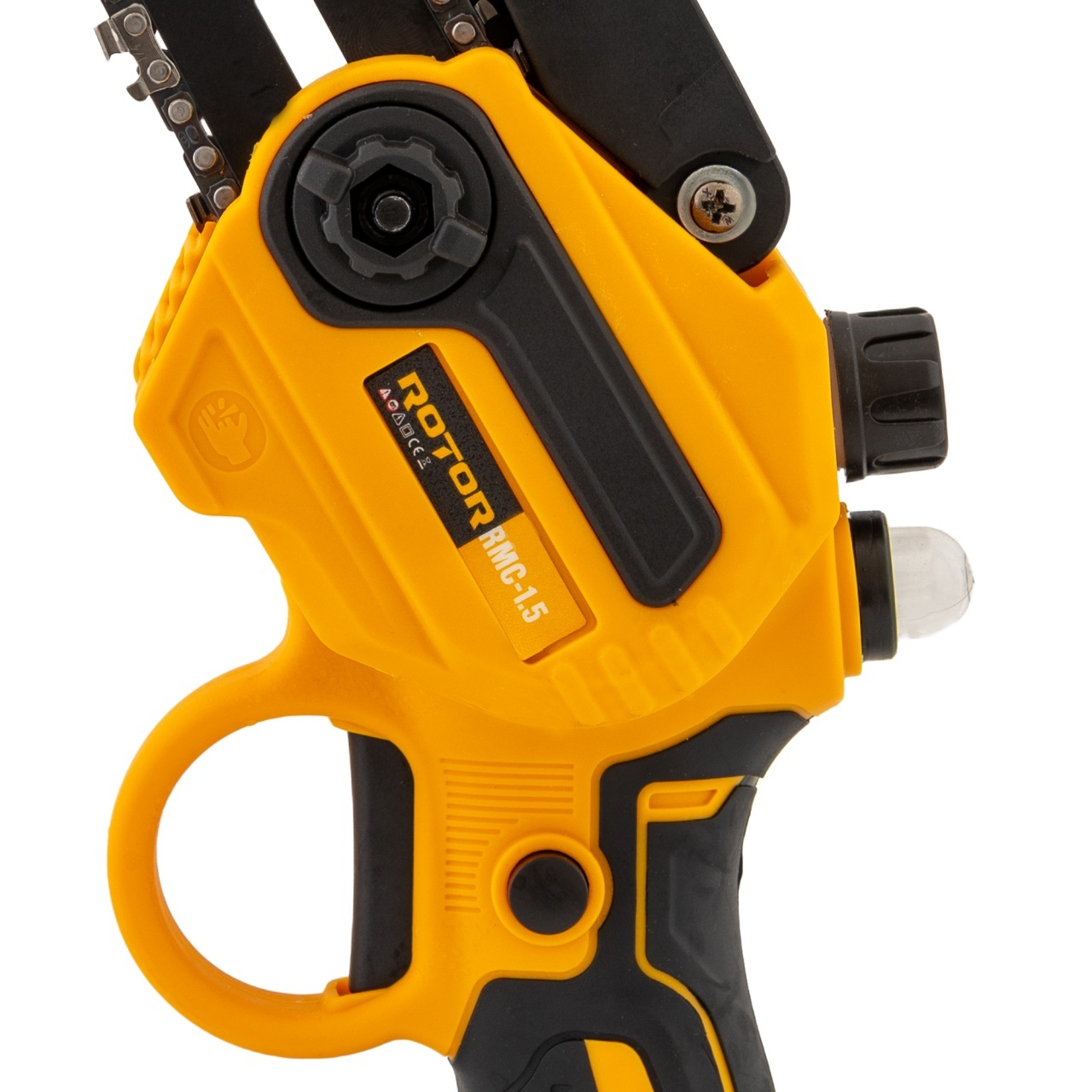Mini-drujbă ROTOR RMC-1.5, 21 V, 1,5 Ah, două lame și două lanțuri